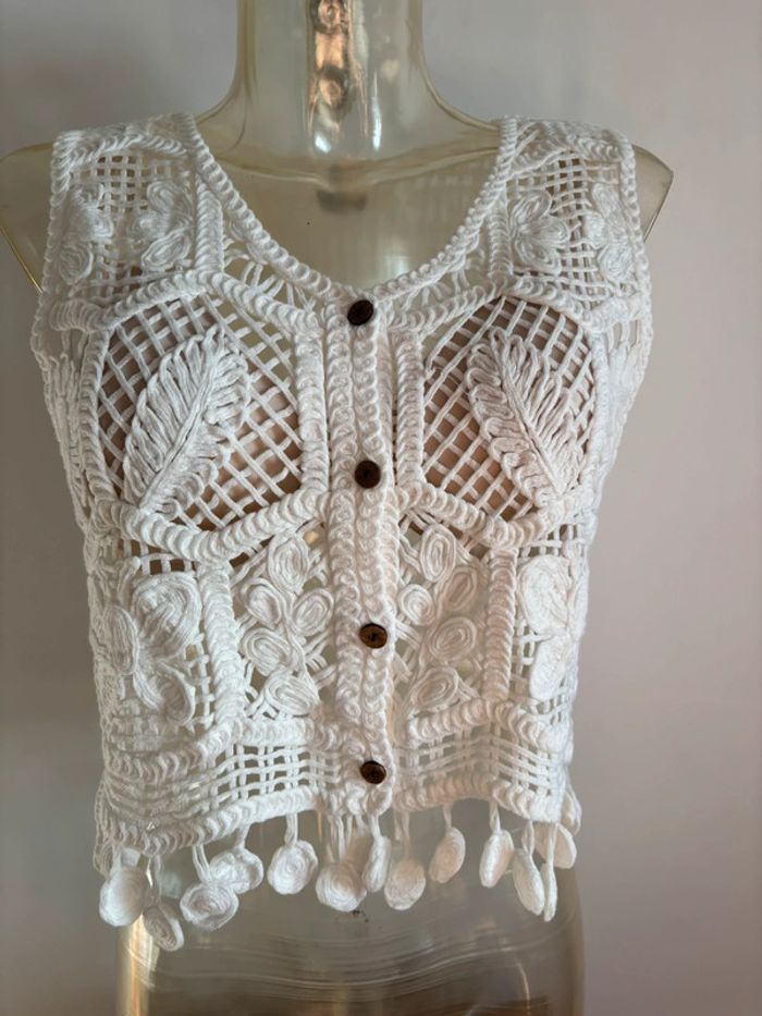 Haut crochet neuf blanc taille unique - photo numéro 4