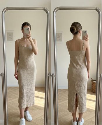 Robe longue H&M beige à bretelles
