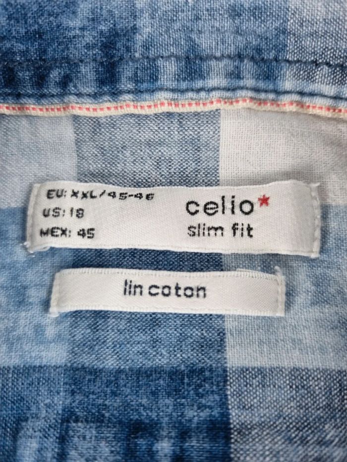 Chemise à rayures bleu et blanc Celio Taille L - photo numéro 3