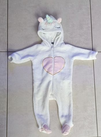 Combinaison/pyjama velours Licorne - 12 mois