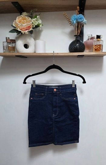 Gina Tricot Jupe Jean Molly Bleu Foncé Boutonnée Coupe Droite Taille 36 S