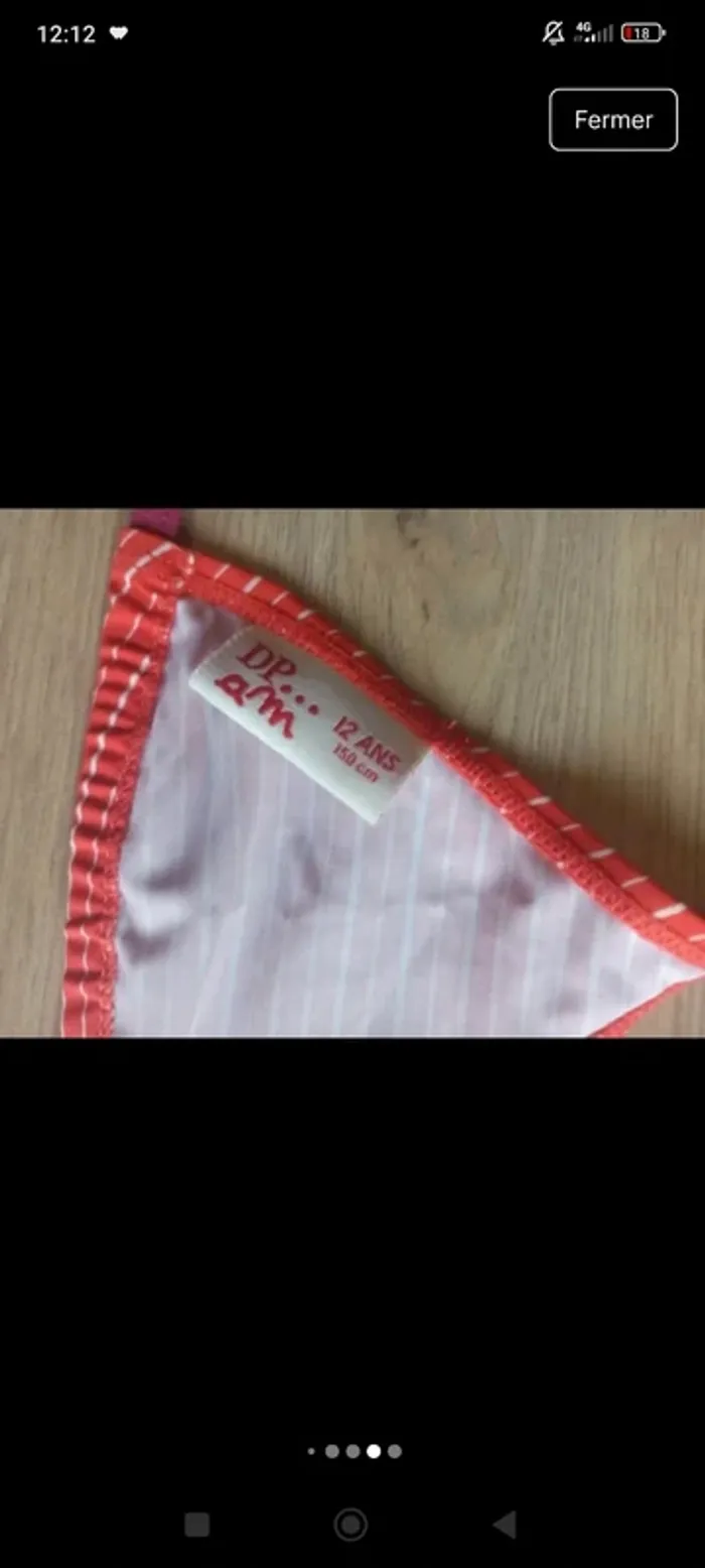 Maillot de bain 2 pièces rayé corail du pareil au même 12 ans - photo numéro 6