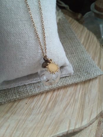 Collier boule de graines de vie et soleil en acier inoxydable