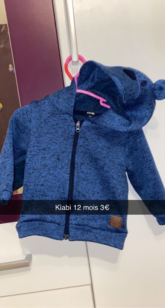 Gilet zippé 12 mois bleu