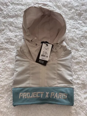 Sweat à capuche coupe-vent Project X Paris – Bicolore bleu-gris – Taille S – Neuf - Valeur 89€