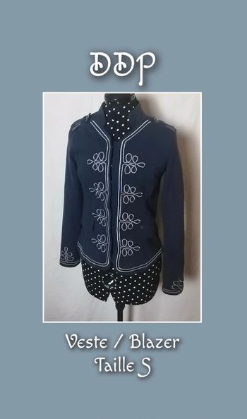Veste / Blazer bleu marine broderie taille S DDP
