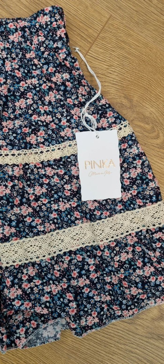 Jupe d'été, motif fleurit et pompons - photo numéro 3