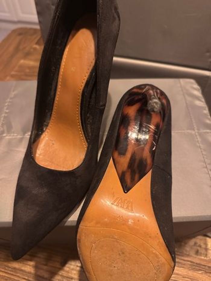 Paire escarpins Zara noirs daims talons léopard -40 - photo numéro 7