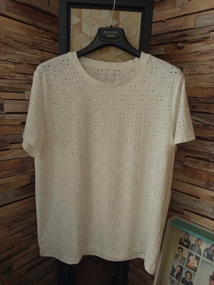 Tshirt blanc style broderie anglaise t40 - photo numéro 2