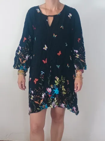 Robe noire imprimée papillons – L.B.C – Taille XL