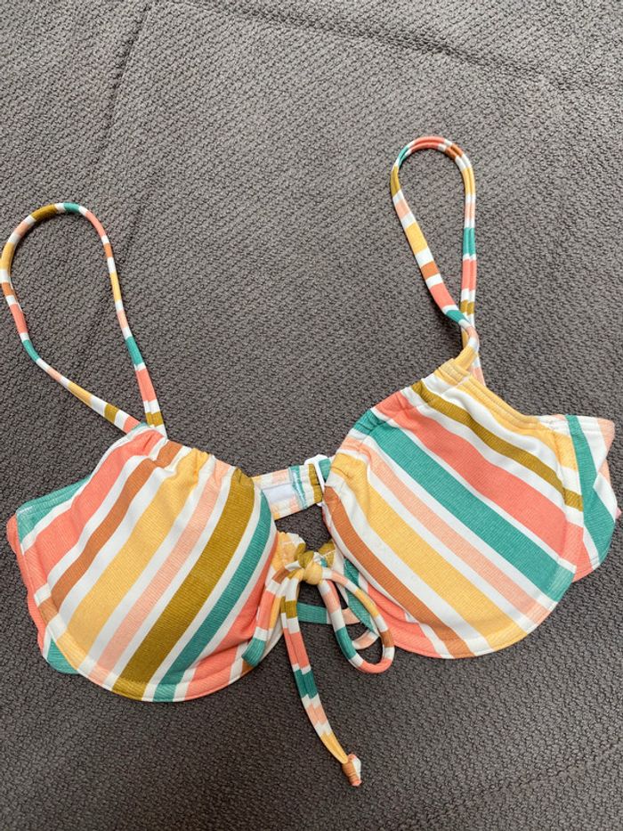 Haut de maillot deux pièces Roxy S rayures multicolores - photo numéro 3