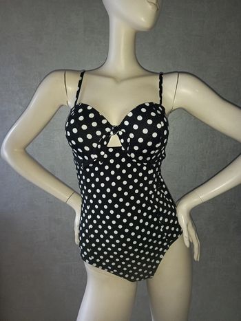 maillot de bain 1 pièce noir pois blanc primark taille 40