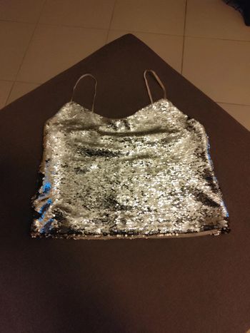 Haut à sequins argenté/ taupe