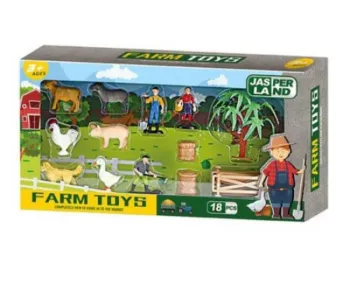Coffret x 18 jouets de la ferme JasperLand – animaux et accessoires Neuf
