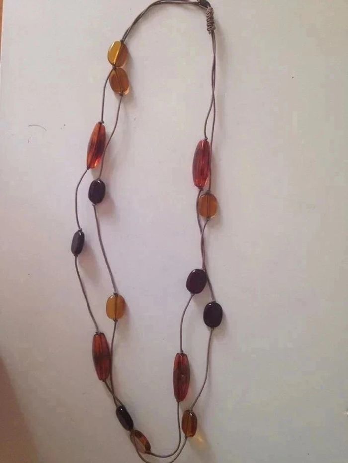 Sautoir 2 rangées marron orangé