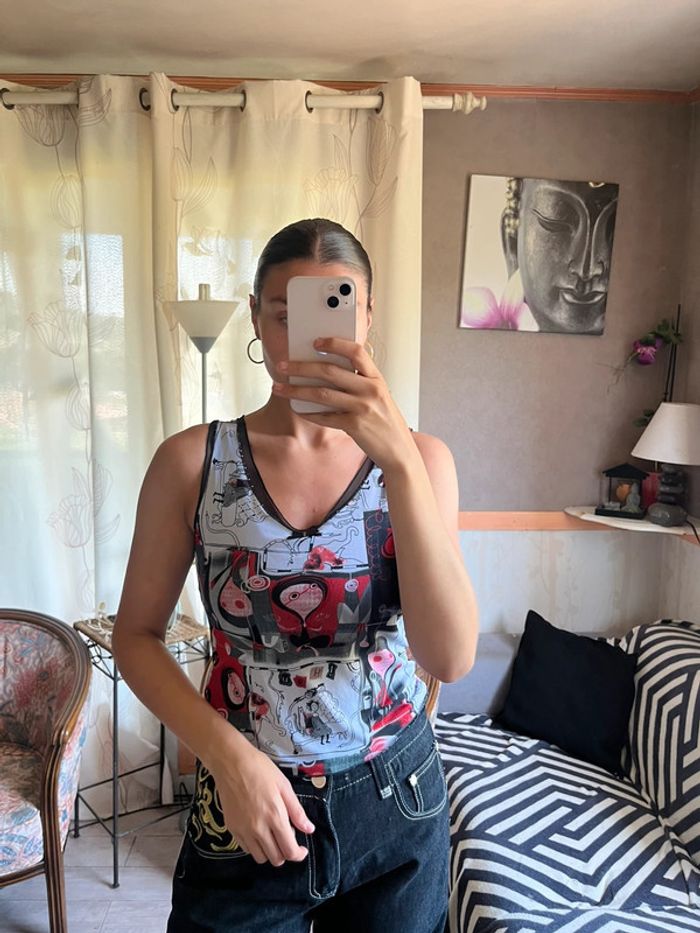 Débardeur coquette bohème champêtre y2k Lolita vintage - photo numéro 2