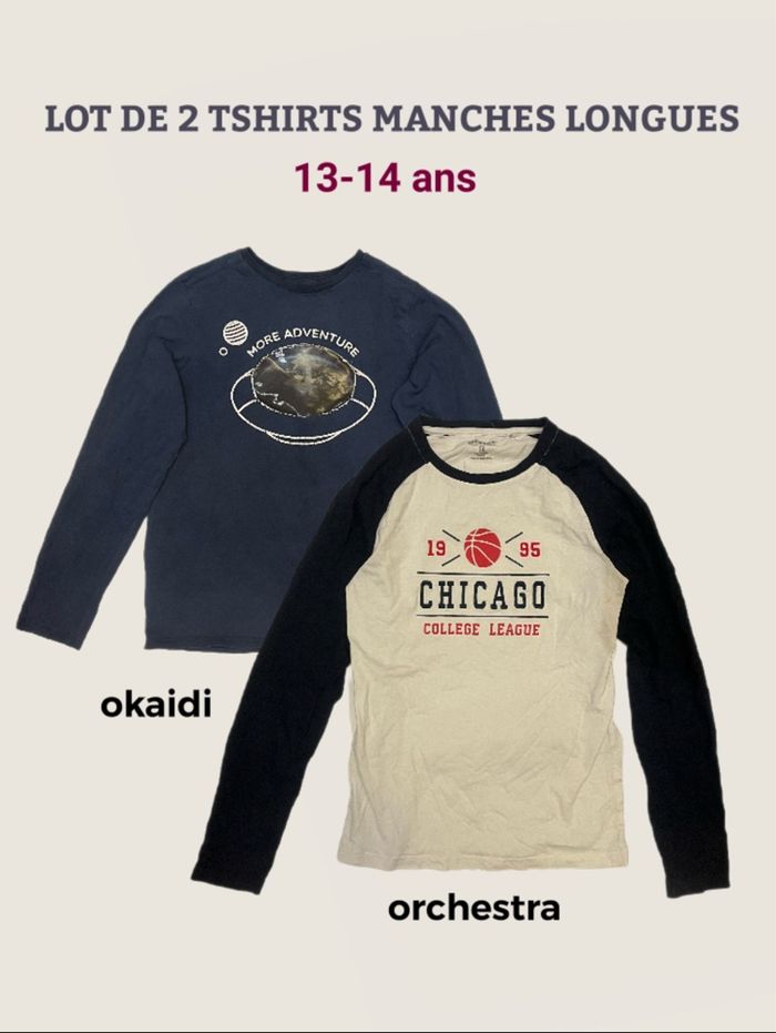 Lot de 2 t-shirts manches longues garçon orchestra okaidi 13-14 ans