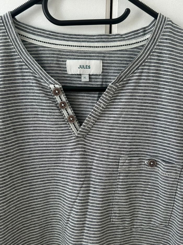 T-shirt à manches longues en coton - blanc et noir à rayures - taille xl Jules - photo numéro 2