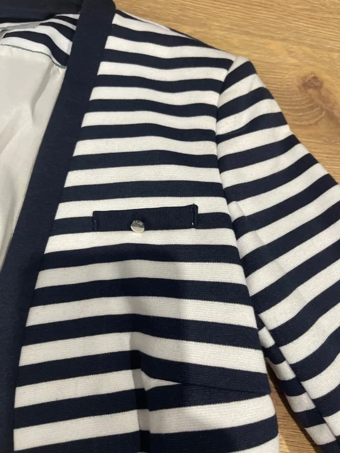 Blazer rayé bleu marine / blanc - photo numéro 2