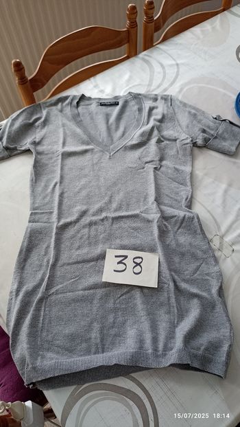 Pull gris 38 manches courte