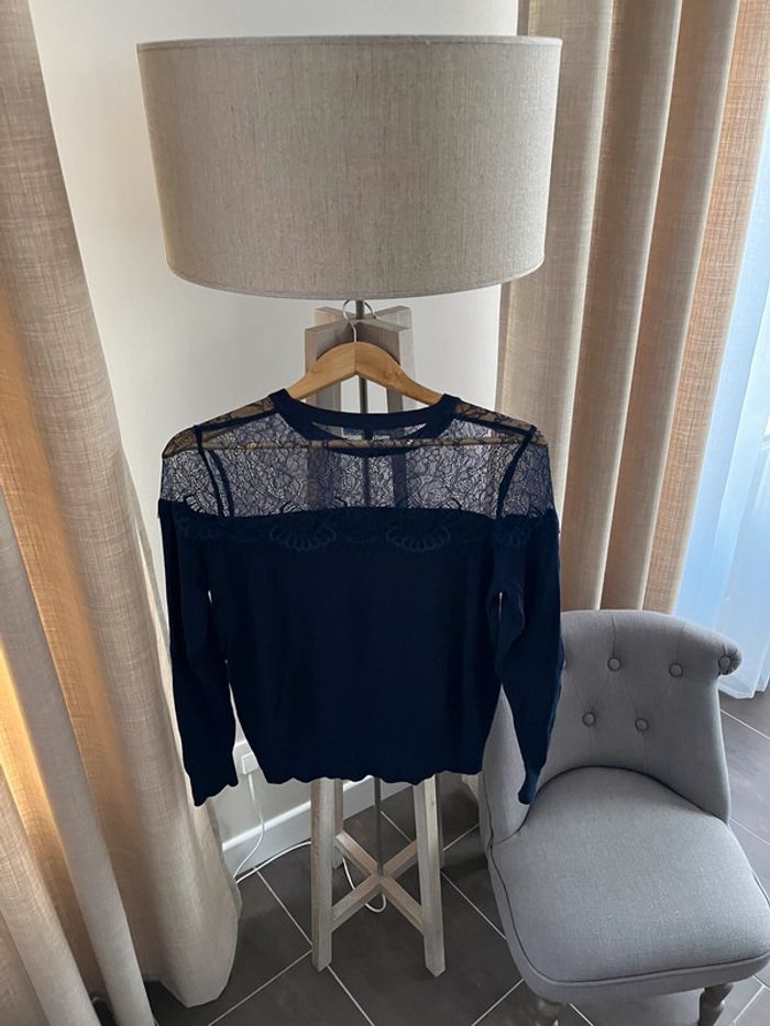 Pull bleu nuit etam dentelle - photo numéro 2