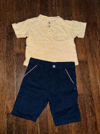 T-shirt Zara et short obaibi  24 mois