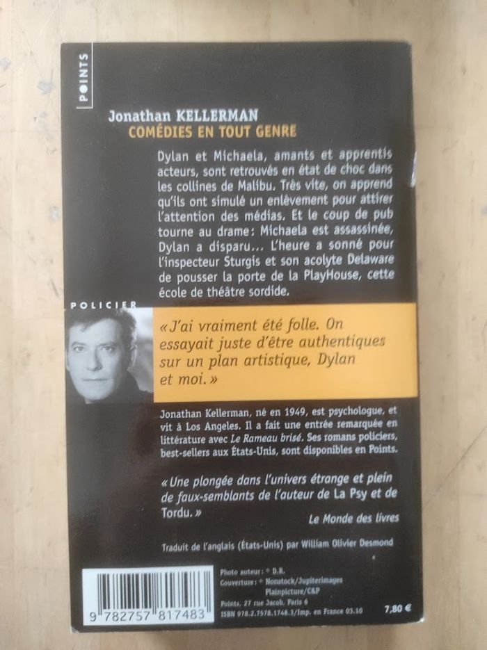 Comédies en tout genre Jonathan Kellerman Points Policier 2010 - photo numéro 3