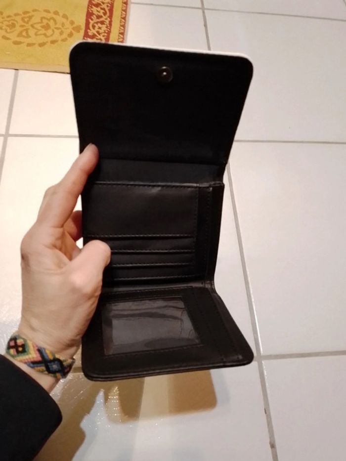 Porte feuille noir motif santa muerte - photo numéro 3