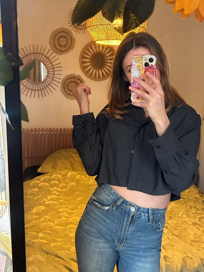 👚 Chemise courte grise – Zara – Taille S - photo numéro 3