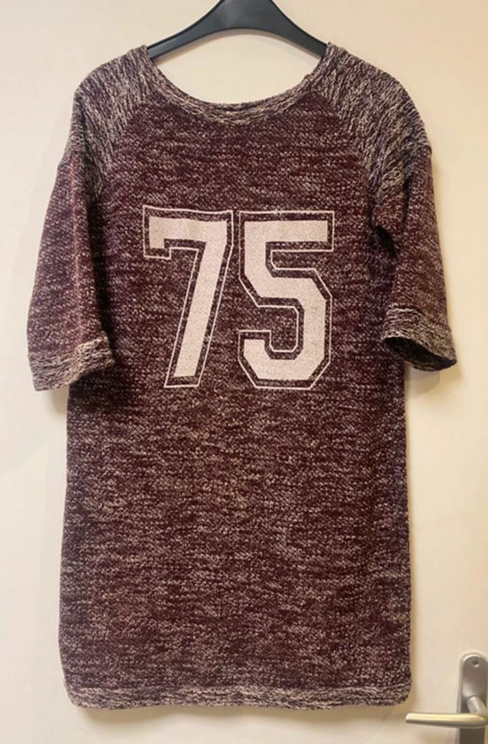 Jolie robe pull bordeaux chiné blanc Pimkie taille 36 longueur 77 cm