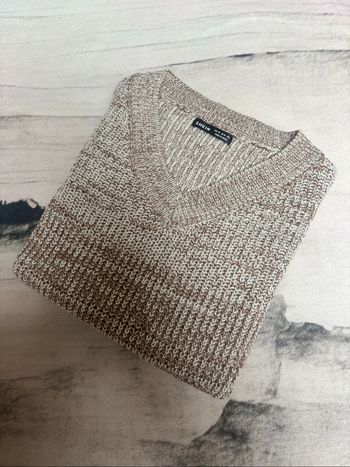 Pull à col V Shein taille XS marron et blanc