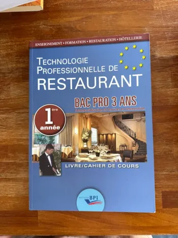 Livre, technologie professionnelle de restaurant, bal pro première année