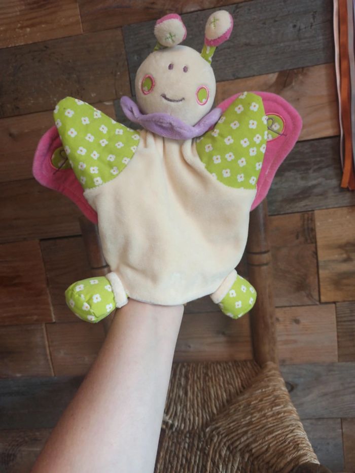 Doudou marionnette papillon nounours tbe - photo numéro 4
