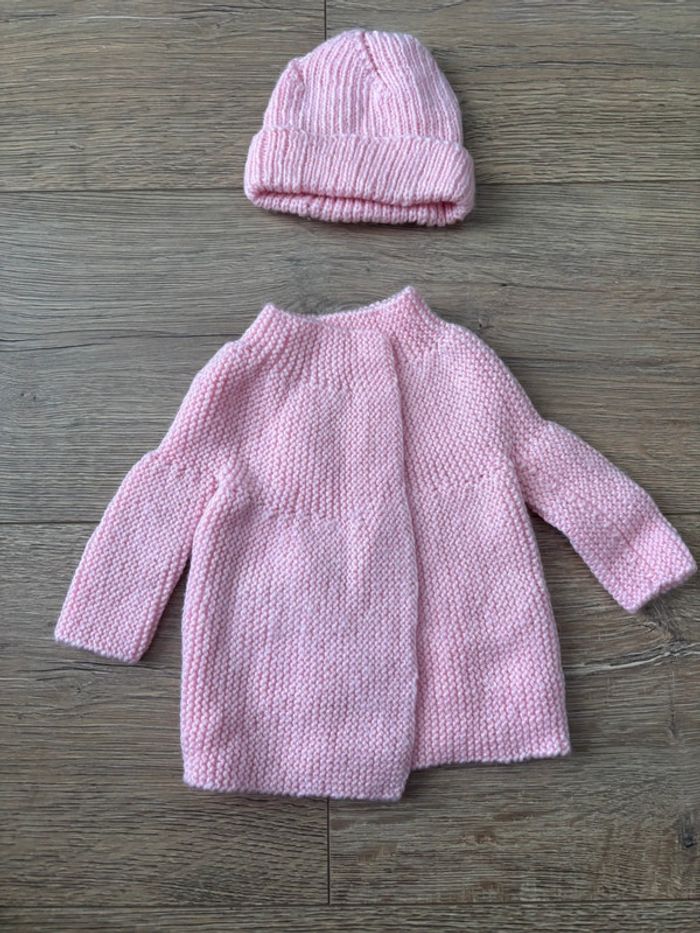 Gilet et bonnet naissance tricot - photo numéro 2