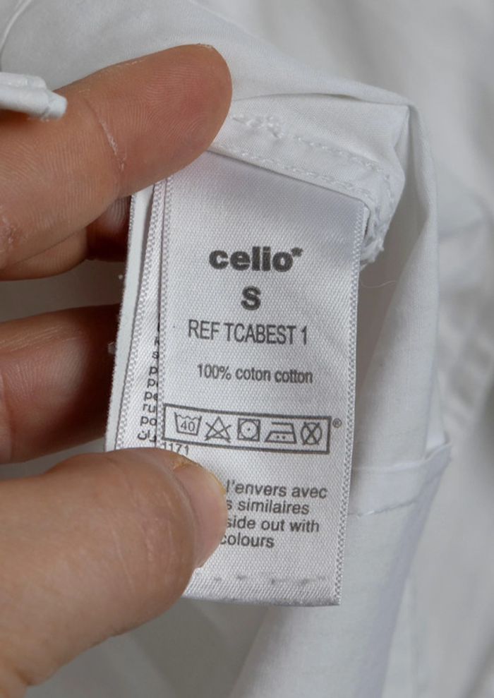 Chemise Blanche Col Officier – 100% coton Celio – Taille S - photo numéro 8