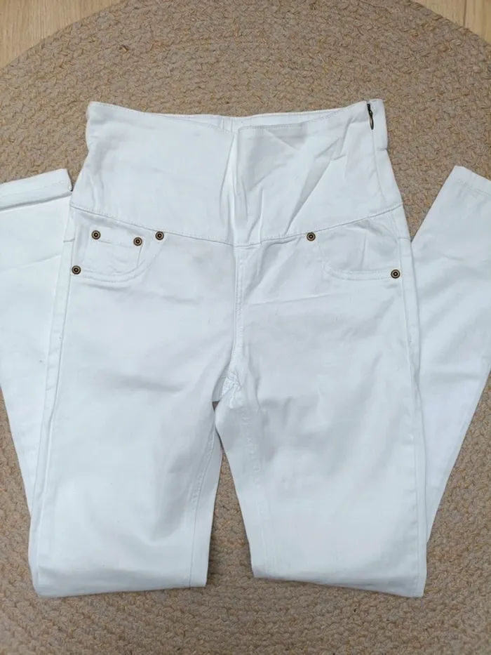 Pantalon taille haute blanc neuf T34 - photo numéro 2