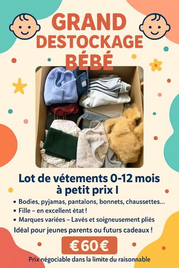 Lot vêtements 1-12 mois