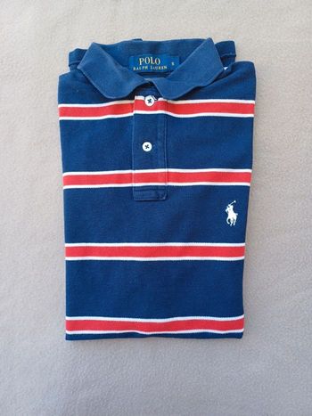 Polo Ralph Lauren Marine avec rayures rouges et blanches taille S