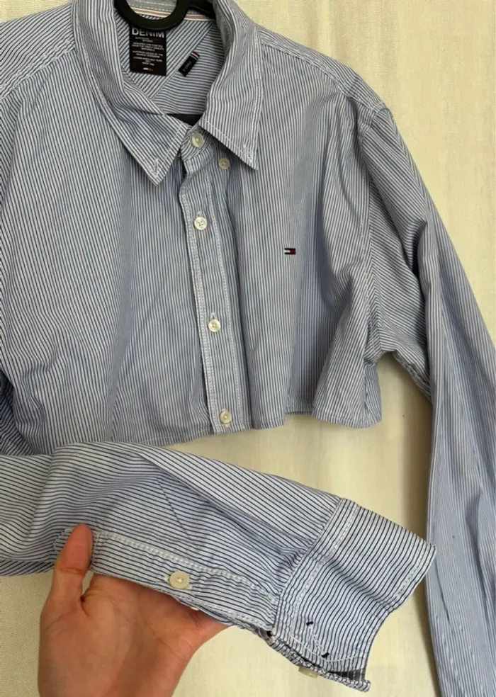 Chemise courte rayée oversize upcyclée Tommy Hilfiger X Marlene rougier - photo numéro 2