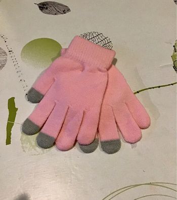 Gants tactile rose et gris taille unique extensible