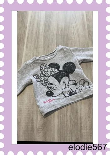 Sweat gris disney baby minnie 12 mois