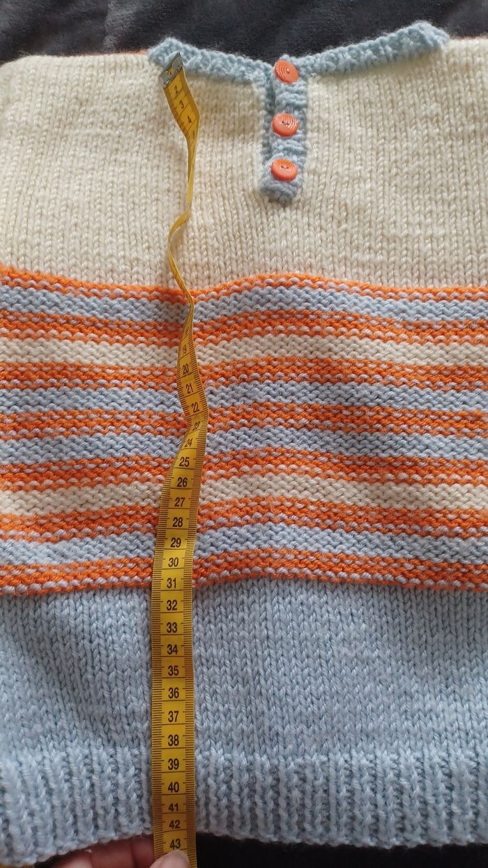 Pull en laine fille 5/ 6ans fait main tricoter à la main - photo numéro 9