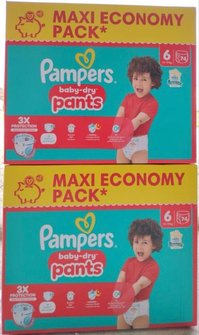 Lot de 2 cartons de couches Pampers taille 6
