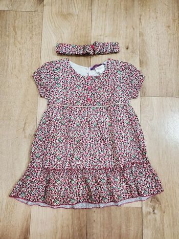 Robe fleurie P'tit Môme + bandeau 18 Mois