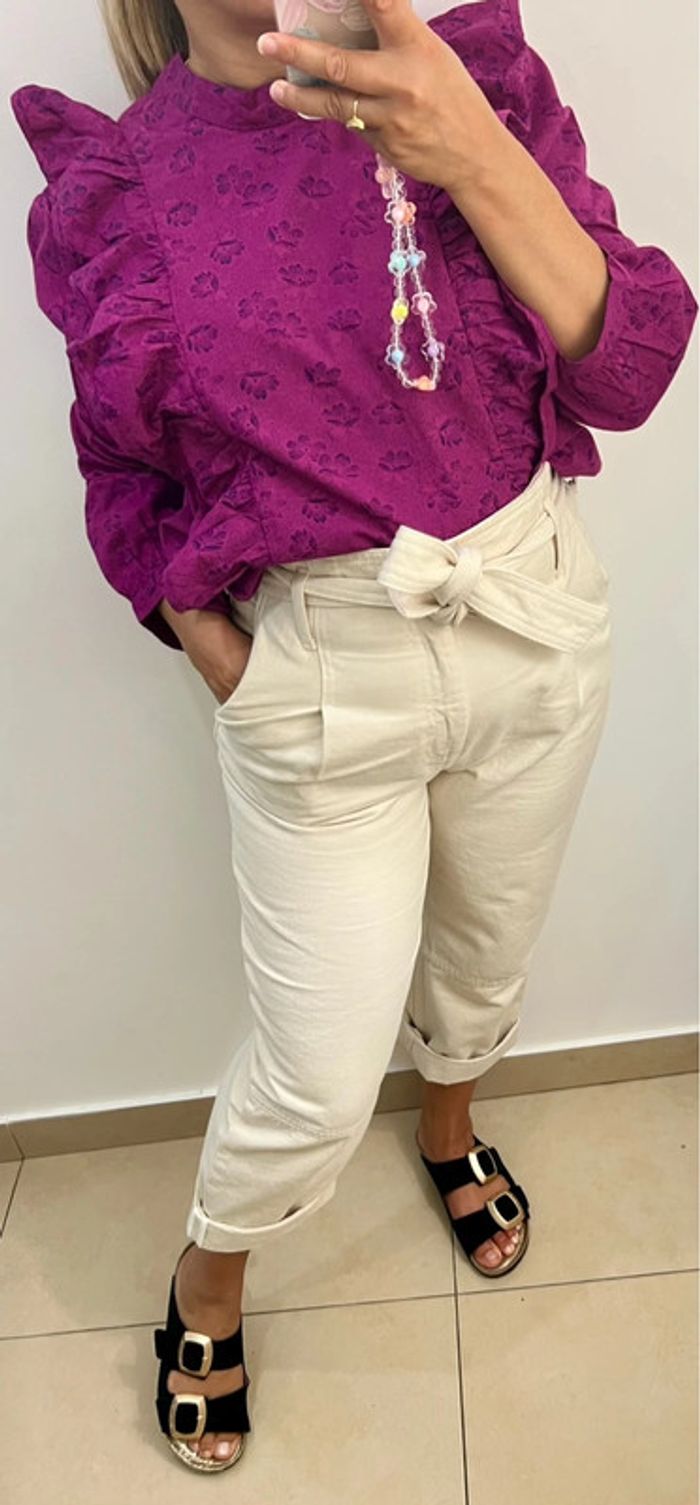 Blouse à fleurs Des Petits Hauts Avec Volants Taille 42 - photo numéro 3