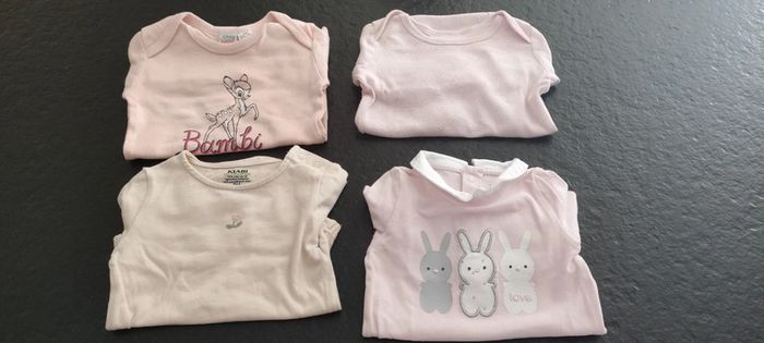 Lot 4 body manches longues bébé fille Disney Obaibi Kiabi Gémo 6 mois 68cm