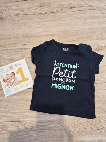 Tee-shirt manches courtes bleu marine, Kiabi, 12 mois