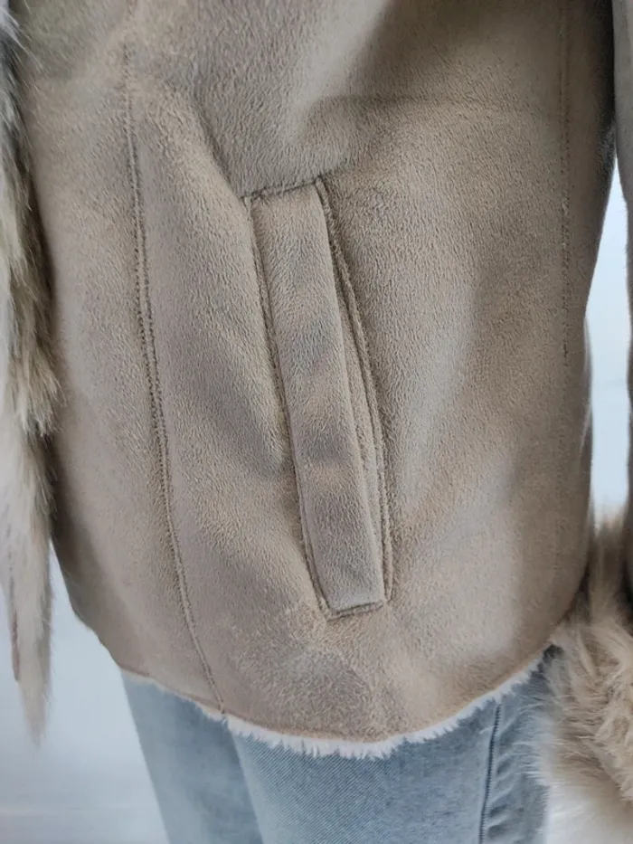 Parka beige 123 Vintage Élégante fausse fourrure - photo numéro 7