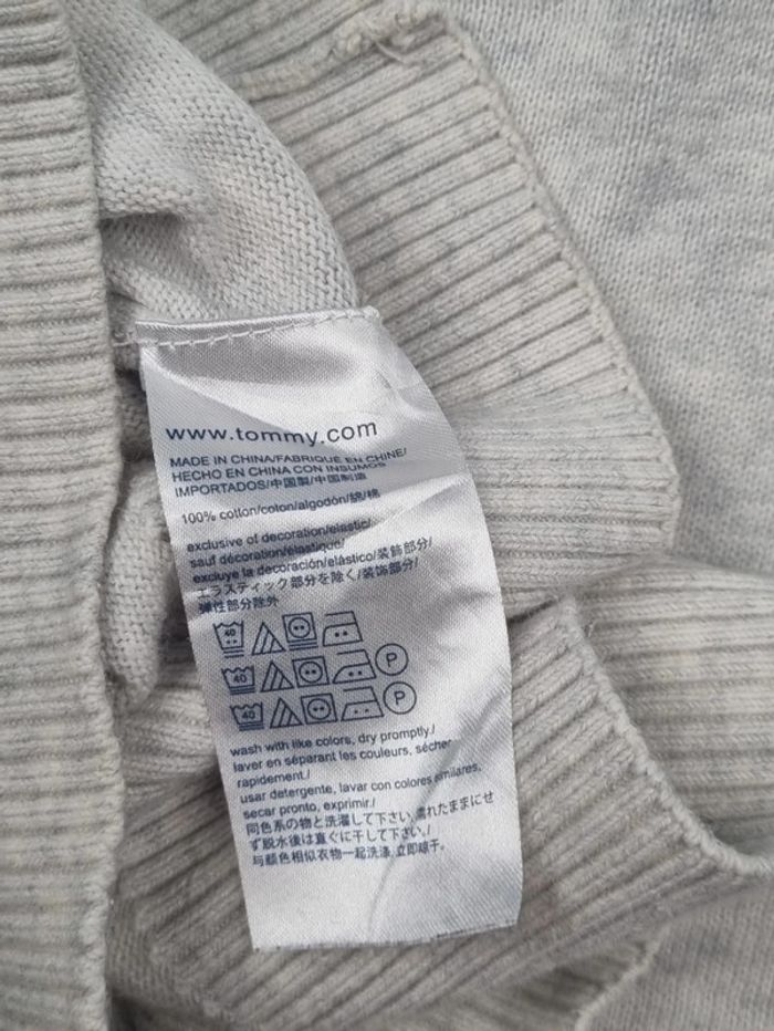 Pull col V Tommy Hilfiger gris clair, L Hommes - photo numéro 8