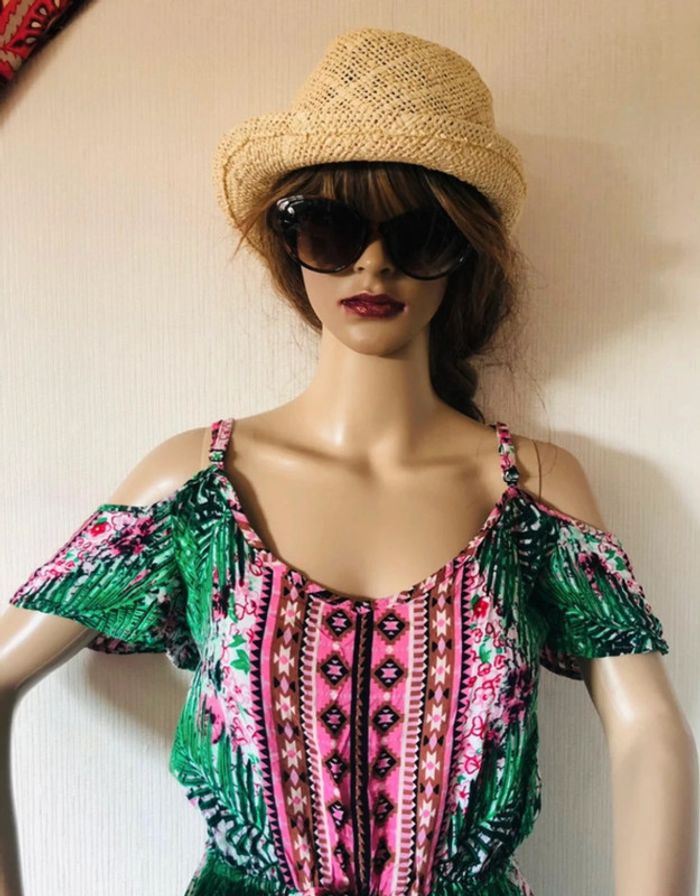🌴🌿Robe de vacances tropicale ethnique épaules dénudées Summer ethnic jungle Off-shoulder dress🌿🌴 - photo numéro 15